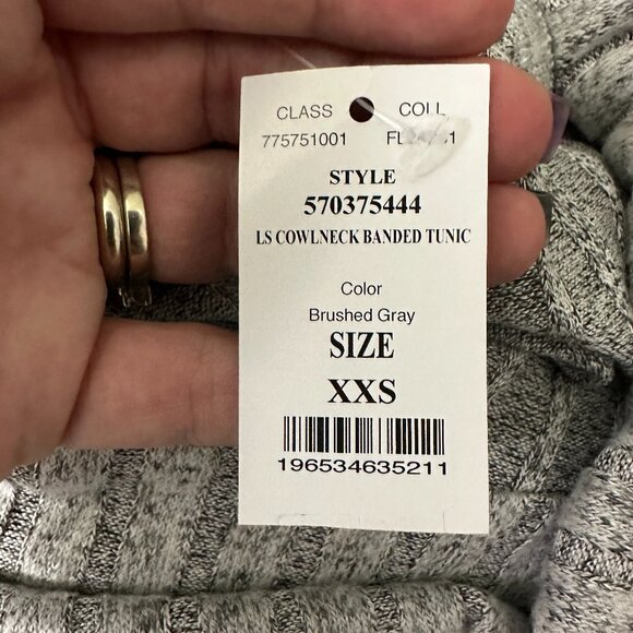 NWT White House Black Market Sweater XXS Cowl Neck Banded Tunic Gray Cozy - Picture 5 of 8